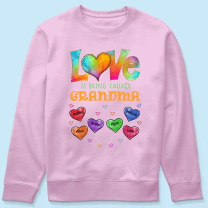 Colorful Pattern Love Is Being Call Grandma Personalized Shirt