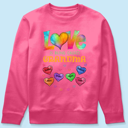 Colorful Pattern Love Is Being Call Grandma Personalized Shirt