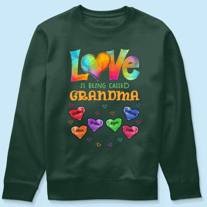 Colorful Pattern Love Is Being Call Grandma Personalized Shirt