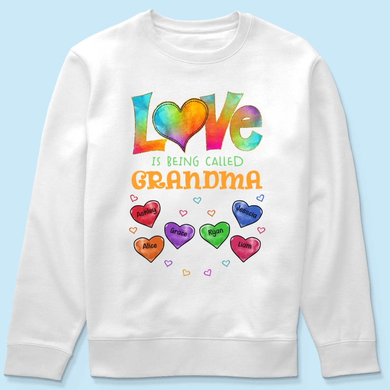 Colorful Pattern Love Is Being Call Grandma Personalized Shirt