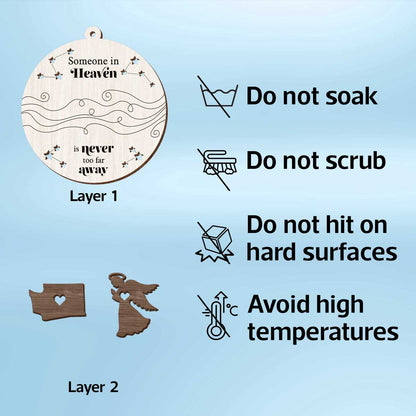 Someone In Heaven Is Never Too Far Away Memorial Keepsake Personalized 2-Layer Wooden Ornament