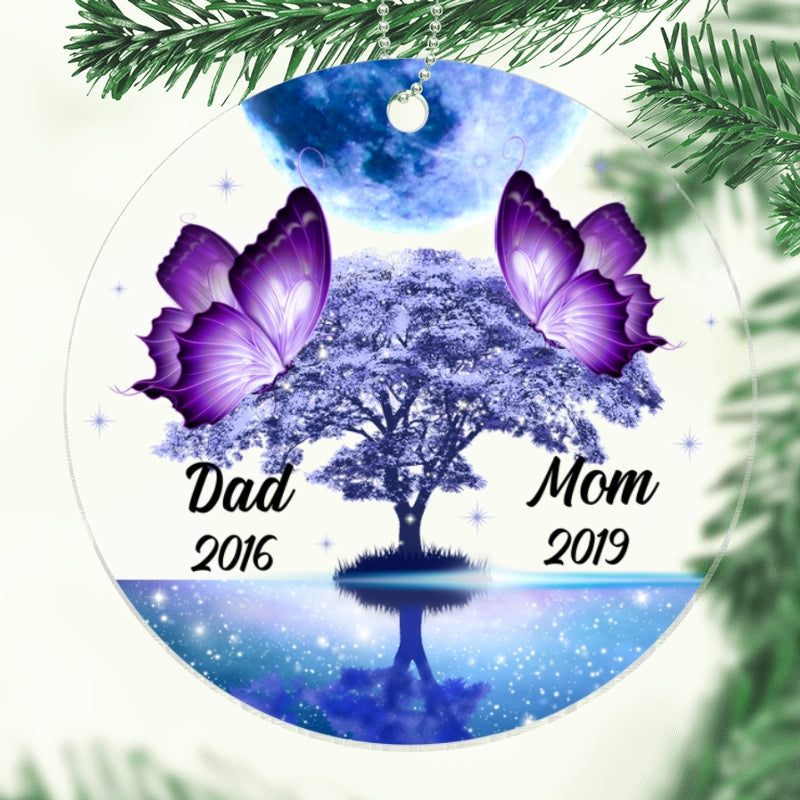 Butterflies Moon Family Memorial Personalized Acrylic Ornament