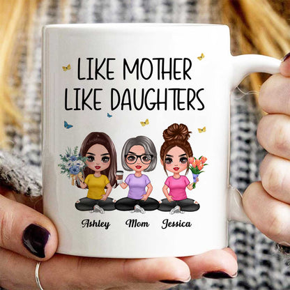 Mother Daughter Doll Sitting Flowers Mother‘s Day Gift Personalized Mug
