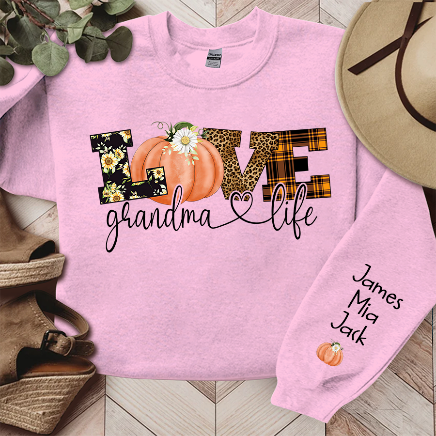 Personalized Love Grandma Life Fall Season Pumpkin Sweatshirt