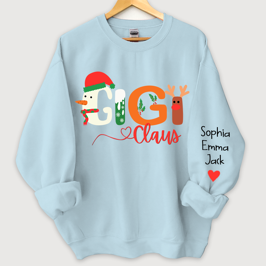 Personalized Gigi claus And Grandkids Merry Christmas Sweatshirt