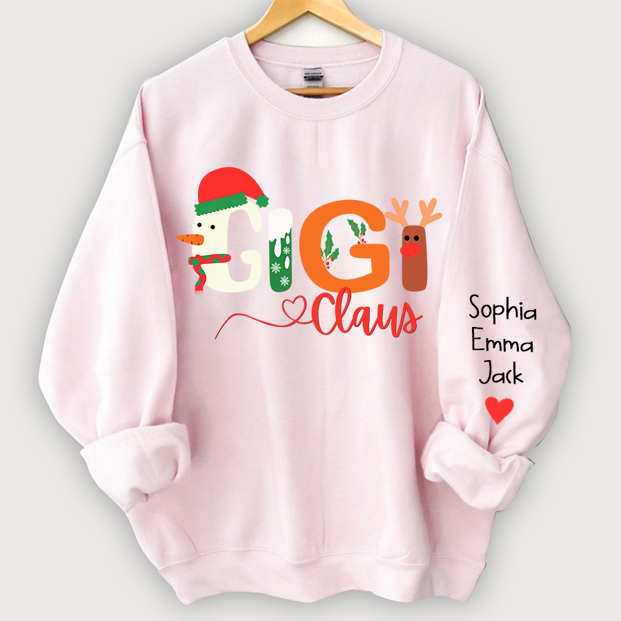 Personalized Gigi claus And Grandkids Merry Christmas Sweatshirt