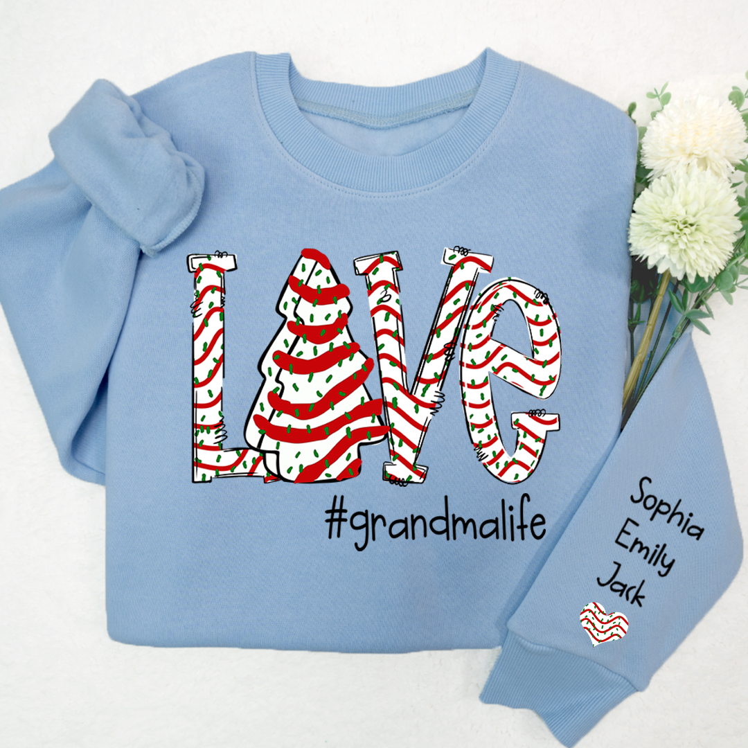 Personalized Love grandmalife Cake Christmas With Grandkids Sweatshirt