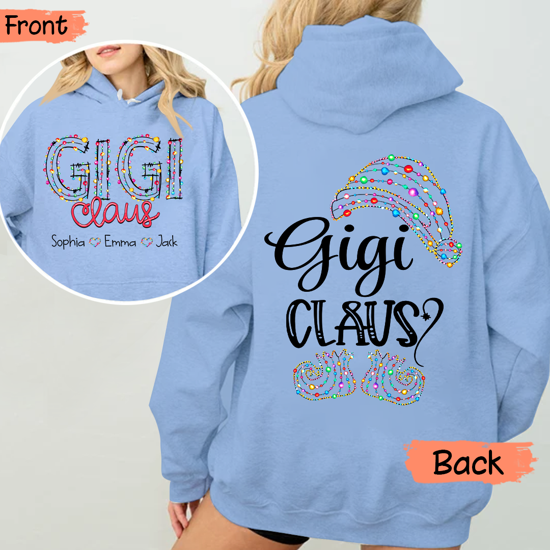 Personalized Gigi Claus Hoodie - Gigi claus with Grandkid's Names Hoodie