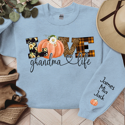 Personalized Love Grandma Life Fall Season Pumpkin Sweatshirt