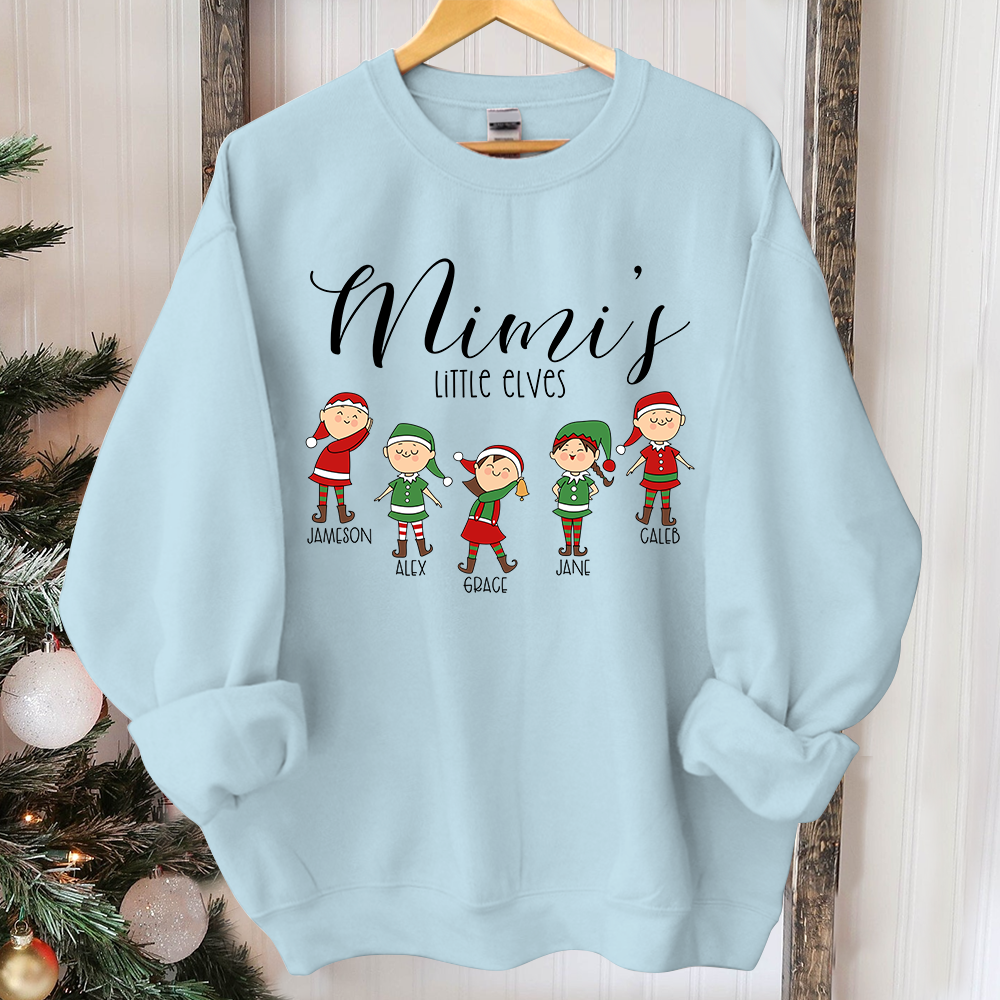 Mimi little elves And Grandkids Christmas Merry Sweatshirt