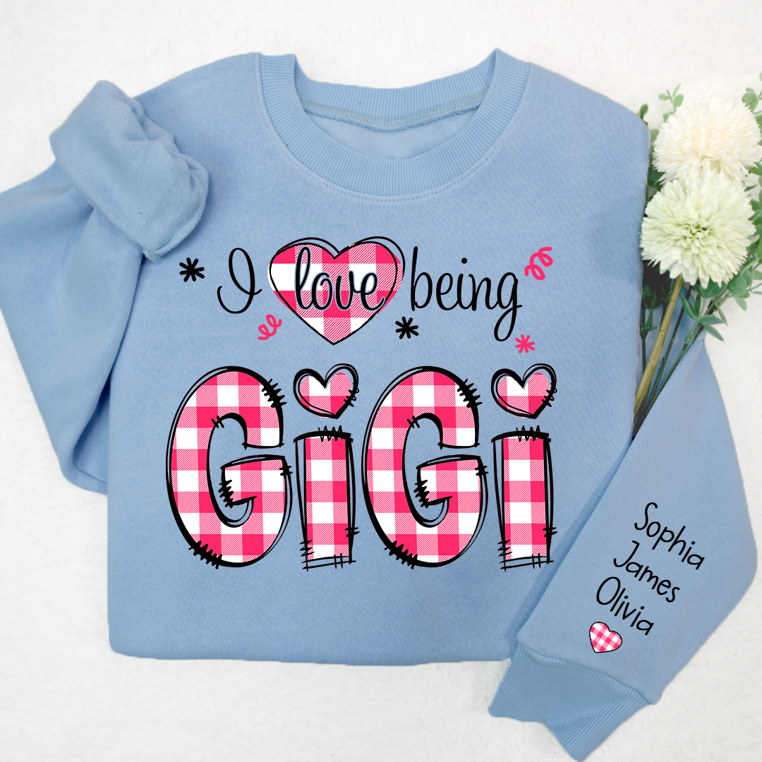 I love being Grandma Buffalo Plaid Pink And Grandkids 2024 Sweatshirt