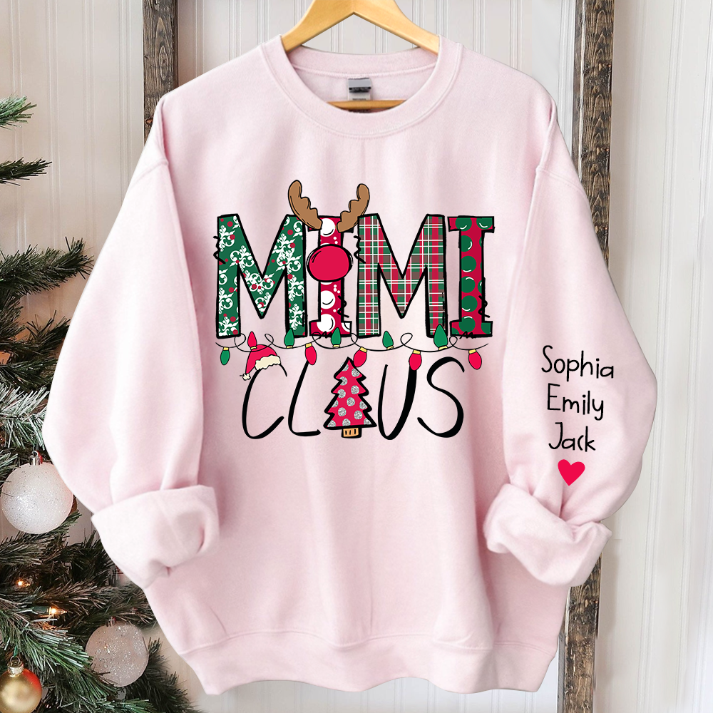 Personalized Mimi Claus Christmas With Grandkids Sweatshirt