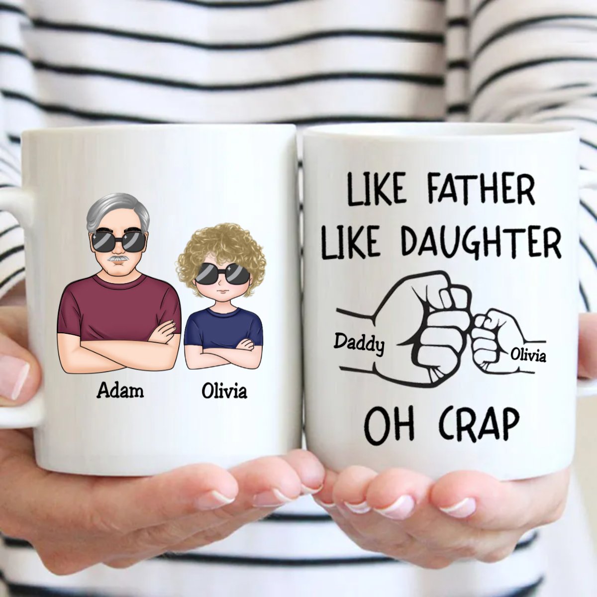 Like Father Like Daughter Fist Bump Handshake - Personalized Mug - The Next Custom Gift