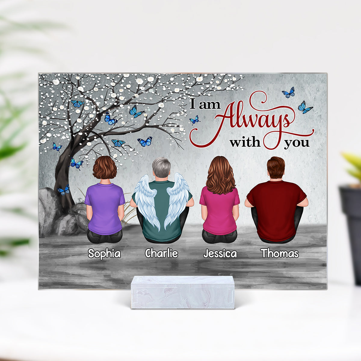 Blossom Tree Always With You Whole Family Memorial Remembrance Gift Personalized Acrylic Plaque