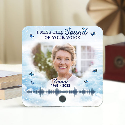Miss The Sound Of Your Voice Memorial Photo Upload Voice Message Remembrance Keepsake Personalized Music Fridge Magnet