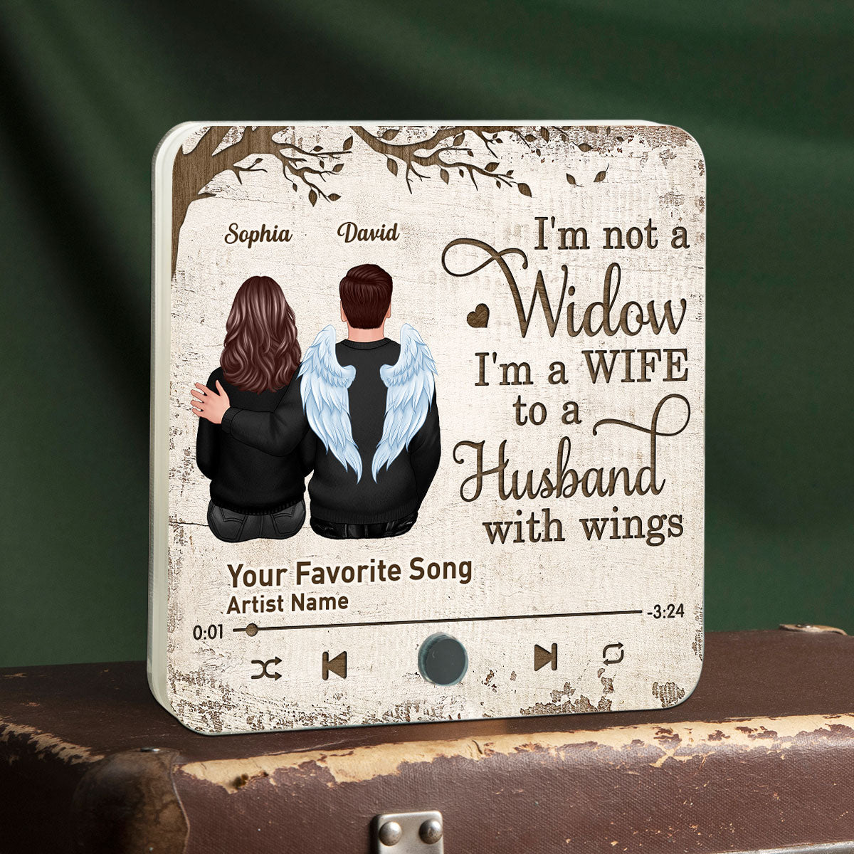 Always With You Couple Back View Under Tree Memorial Keepsake Sympathy Gift Personalized Music Fridge Magnet