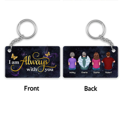 Glow Butterflies Family Back View Sitting Memorial Sympathy Remembrance Keepsake Personalized Acrylic Keychain