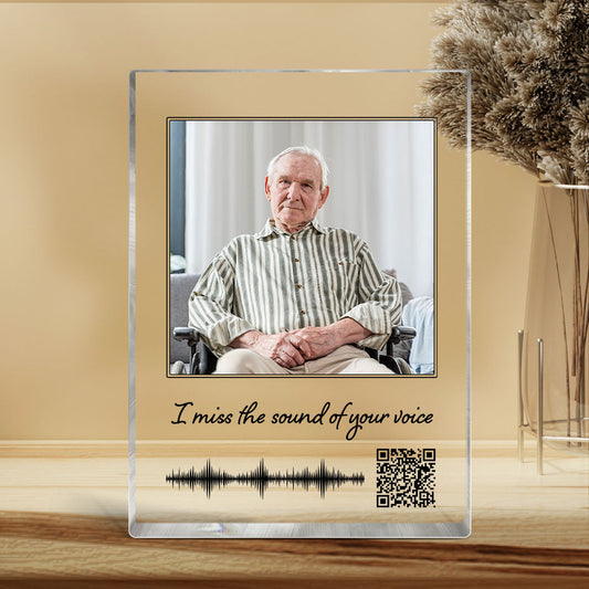 Voicemail Voice Message Scannable QR Code Family Memorial Sympathy Gift Keepsake Personalized Vertical Rectangle Acrylic Block Plaque