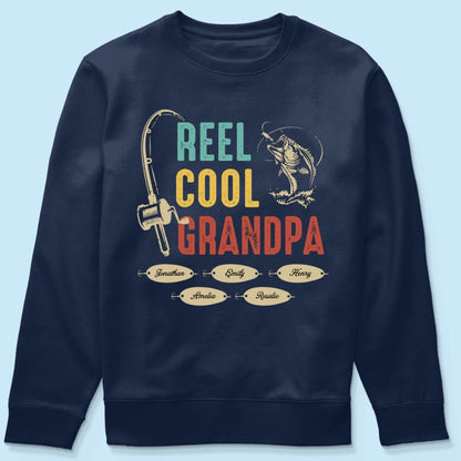 Reel Cool Grandpa Papa Fishing Camouflage Personalized Shirt, Unique 2025 Father's Day Birthday Gift For Grandpa, Dad, Husband