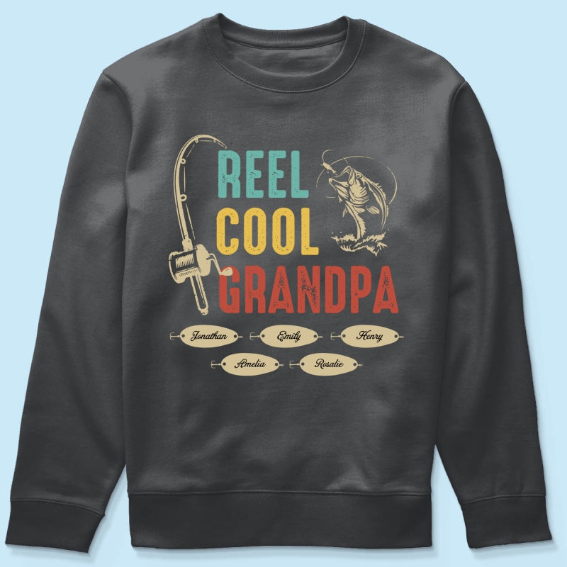 Reel Cool Grandpa Papa Fishing Camouflage Personalized Shirt, Unique 2025 Father's Day Birthday Gift For Grandpa, Dad, Husband
