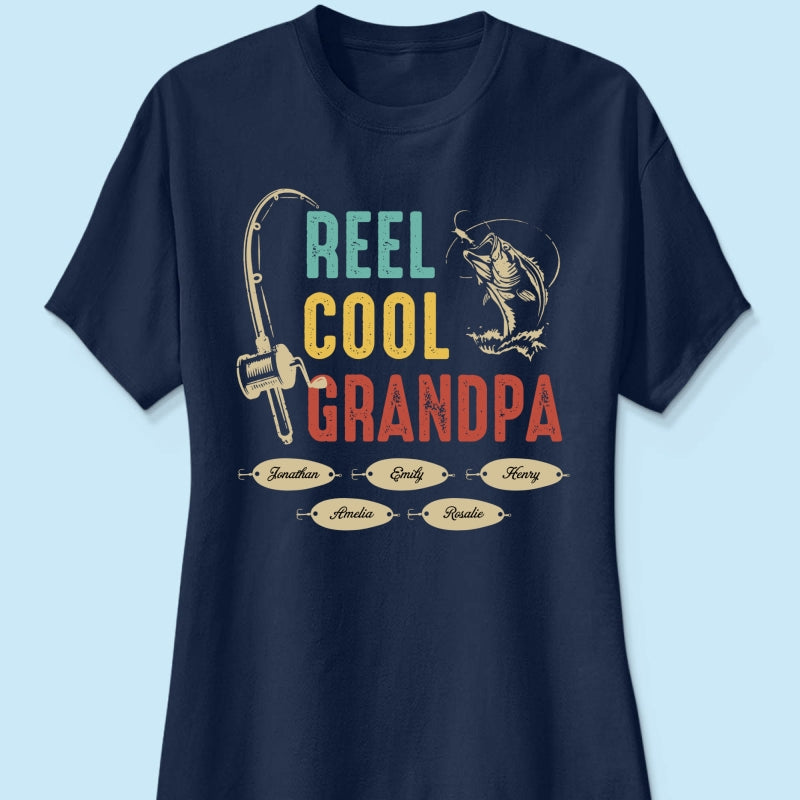 Reel Cool Grandpa Papa Fishing Camouflage Personalized Shirt, Unique 2025 Father's Day Birthday Gift For Grandpa, Dad, Husband