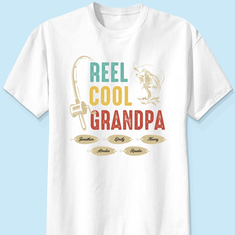 Reel Cool Grandpa Papa Fishing Camouflage Personalized Shirt, Unique 2025 Father's Day Birthday Gift For Grandpa, Dad, Husband