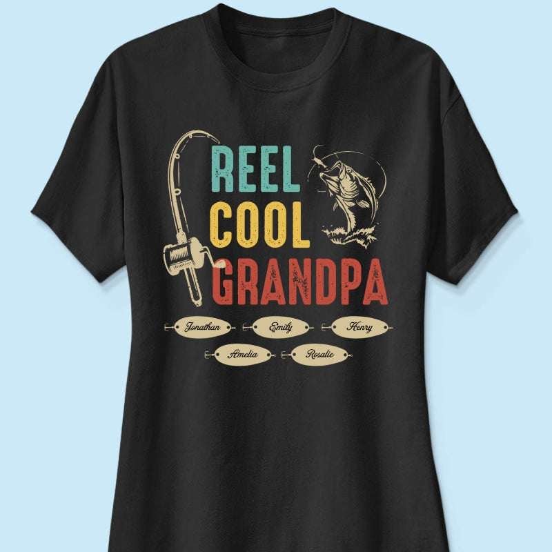 Reel Cool Grandpa Papa Fishing Camouflage Personalized Shirt, Unique 2025 Father's Day Birthday Gift For Grandpa, Dad, Husband