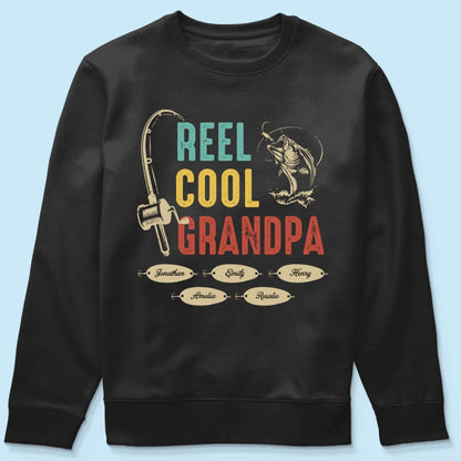 Reel Cool Grandpa Papa Fishing Camouflage Personalized Shirt, Unique 2025 Father's Day Birthday Gift For Grandpa, Dad, Husband