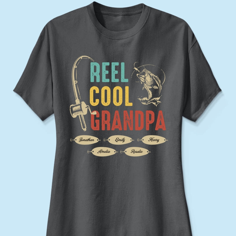 Reel Cool Grandpa Papa Fishing Camouflage Personalized Shirt, Unique 2025 Father's Day Birthday Gift For Grandpa, Dad, Husband