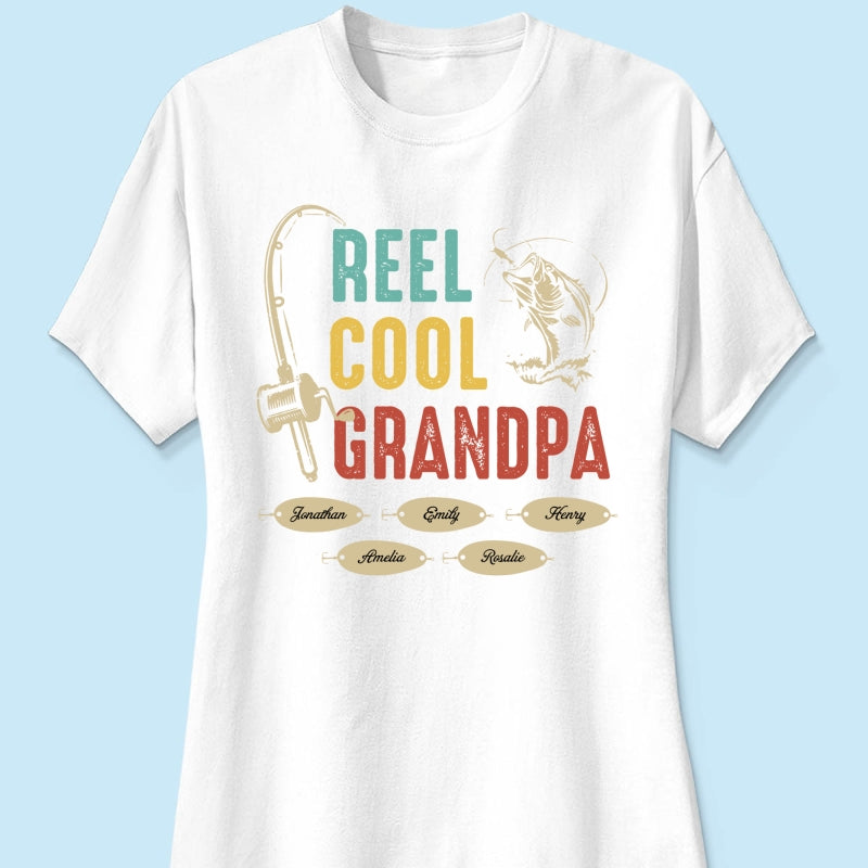 Reel Cool Grandpa Papa Fishing Camouflage Personalized Shirt, Unique 2025 Father's Day Birthday Gift For Grandpa, Dad, Husband