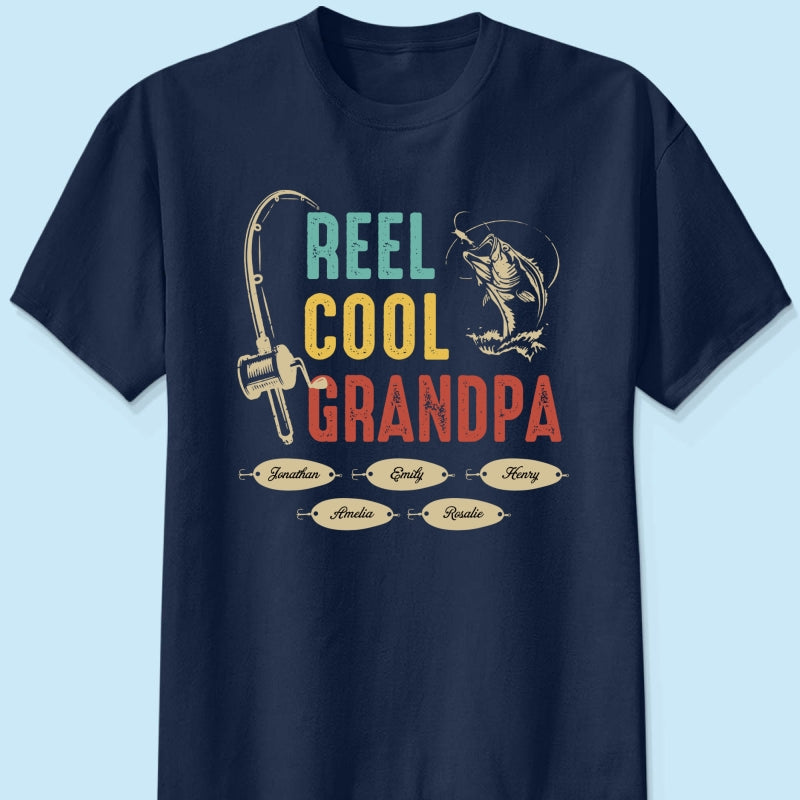 Reel Cool Grandpa Papa Fishing Camouflage Personalized Shirt, Unique 2025 Father's Day Birthday Gift For Grandpa, Dad, Husband