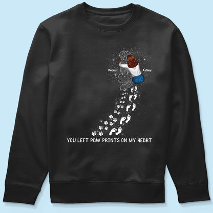 You Left Paw Prints On My Heart Dog Memorial Keepsake Personalized Shirt