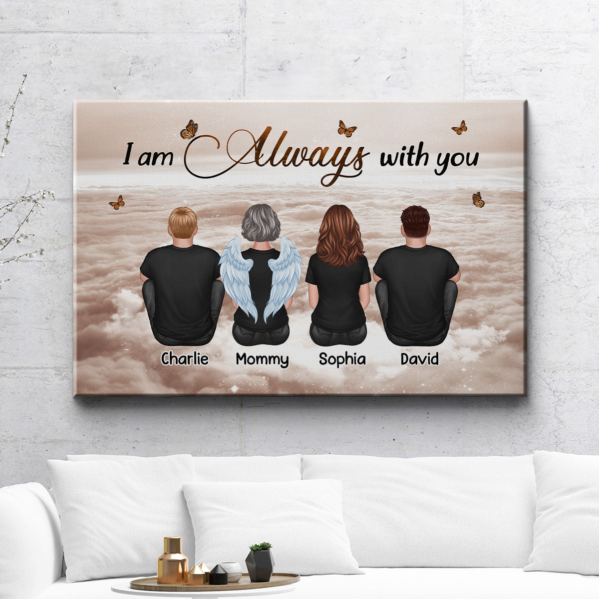 Always With You Sky Family Members, Memorial Personalized Canvas, Sympathy Gift