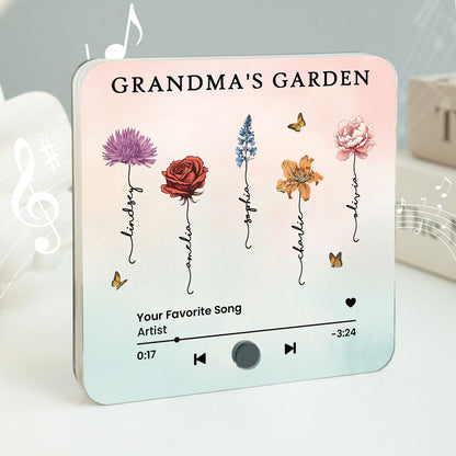 Grandma's Kitchen Birth Month Flower Personalized Music Fridge Magnet, Heartfelt Mother's Day Gift, Birthday Gift for Grandma