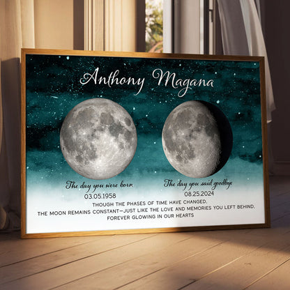 Starry Night Memorial Keepsake Lost Loved One Moon Phase Art Sympathy Gift Personalized Poster