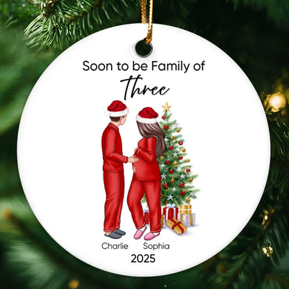 Soon to be Family of 3 Christmas Ornament, Pregnancy Custom Family Ornament, Expecting New Baby Ornament, Mom to be Gift