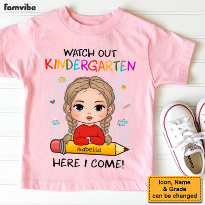 Personalized Gift For Grandkid Back To School Kid T Shirt, Pre K T-shirt, Watch Out Kindergarten Here I Come School Shirt, Kindergarten Shirt, Back To School Shirt School shirt 27042