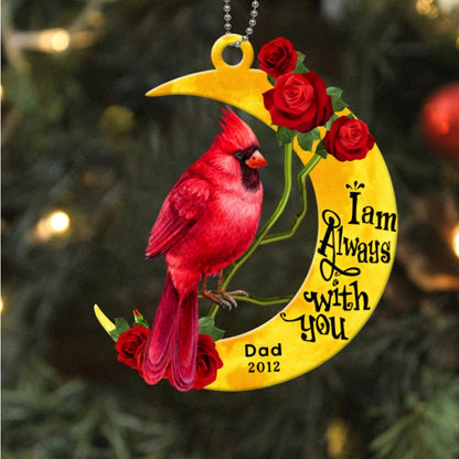 Cardinal Memorial Moon Rose Personalized Acrylic Ornament
