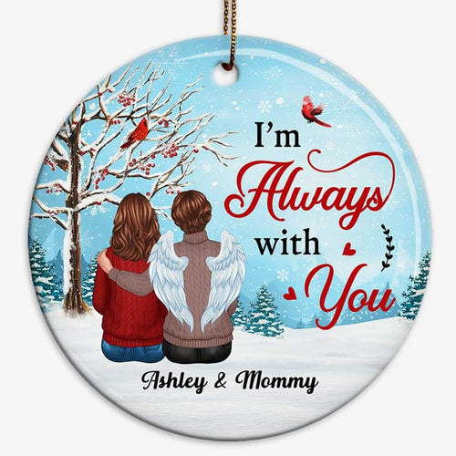 Berry Tree Cardinal In Snow Memorial Personalized Circle Ornament