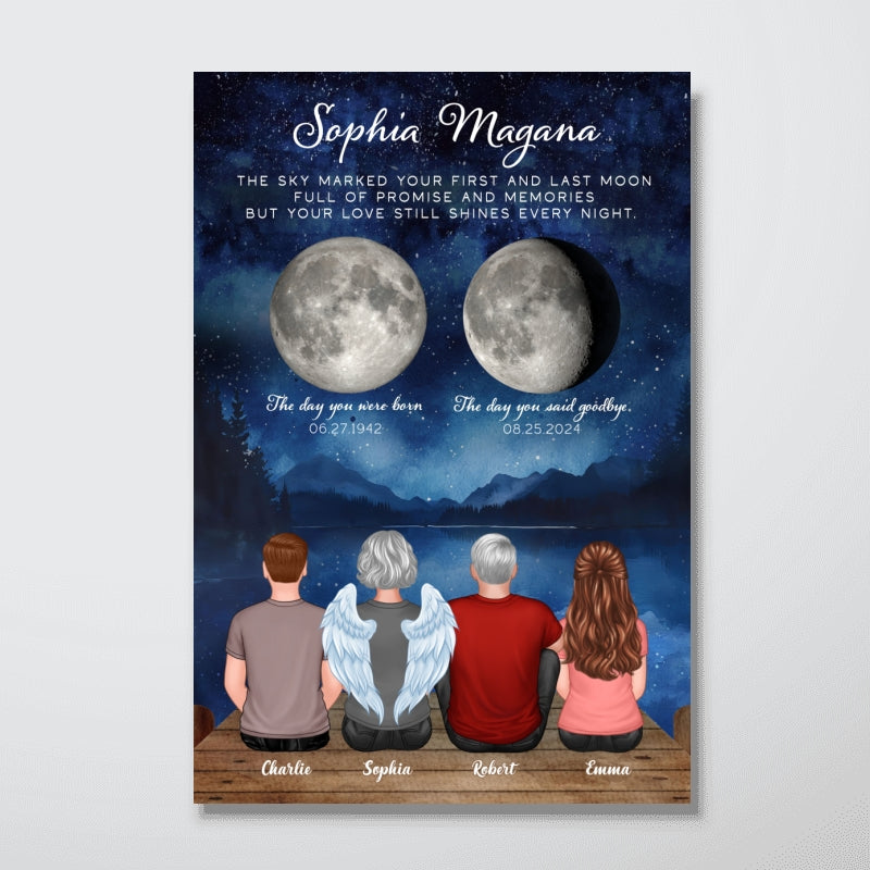 The Moon Marked Your Arrival & Farewell Memorial Gift Family Member Moon Phase Personalized Poster