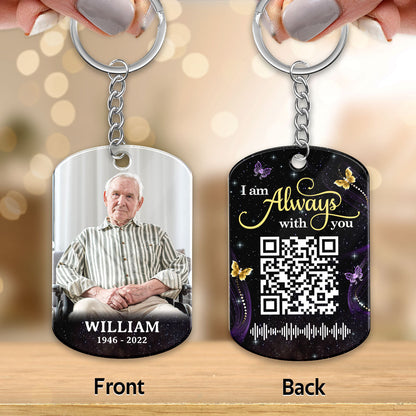 Glow Butterflies Photo Inserted Family Memorial Remembrance Keepsake Voice Message QR Code Personalized Acrylic Keychain