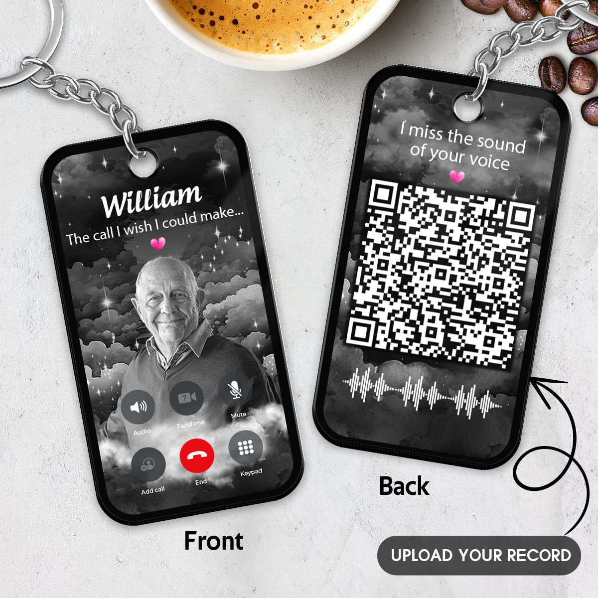 The Call I Wish I Could Make Photo Inserted Memorial Gift Remembrance Keepsake Voice Message QR Code Personalized Acrylic Keychain