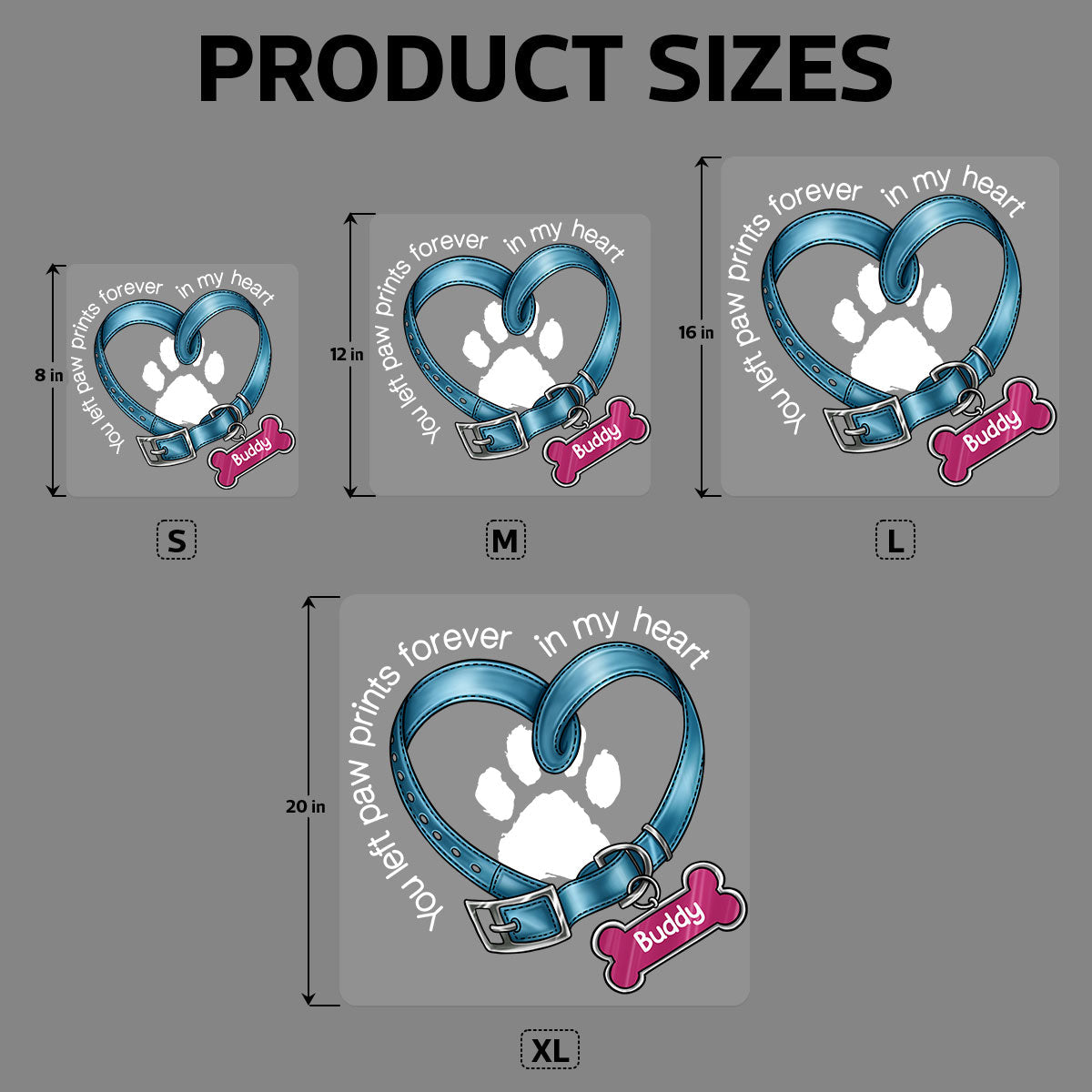 You Left Paw Prints In My Heart Dog, Cat, Pet Memorial Sympathy Remembrance Gift Personalized Decal