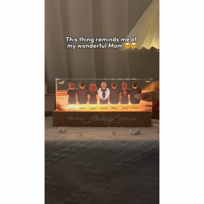 Always With You Family Sitting Retro Vintage Beach Landscape Memorial Personalized Acrylic Block LED Night Light