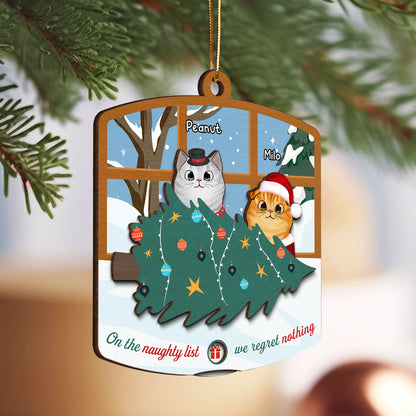 Naughty Cats Fallen Christmas Tree Personalized Countdown Ornament, Christmas Gift For Cat Owners, Cat Lovers