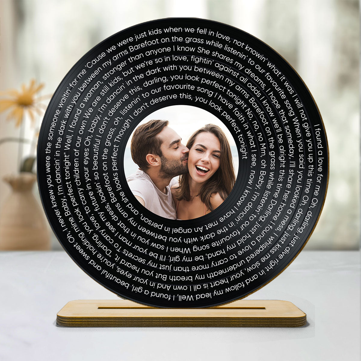Personalized Vinyl Record with Photo, Valentines Day Gifts for Boyfriend, Girlfriend Gifts, Vinyl Record, Personalized Gifts, Song Standing Wooden Plaque