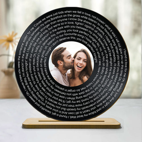 Personalized Vinyl Record with Photo, Valentines Day Gifts for Boyfriend, Girlfriend Gifts, Vinyl Record, Personalized Gifts, Song Standing Wooden Plaque