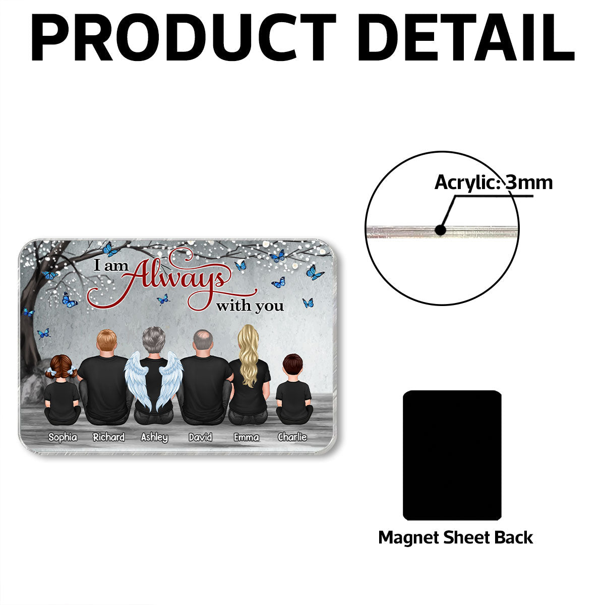 Blossom Tree Always With You Family Memorial Personalized Acrylic Fridge Magnet, Remembrance Gift, Sympathy Gift