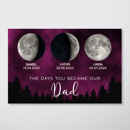 Galaxy Night Custom Birth Moon Phase The Days You Became Our Dad Personalized Poster, Father's Day Gift