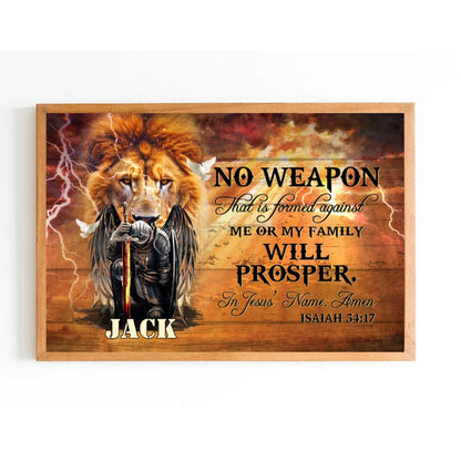 Man Warrior - No Weapon Formed Against Us Shall Prosper - Personalized Poster Canvas (TL) - The Next Custom Gift